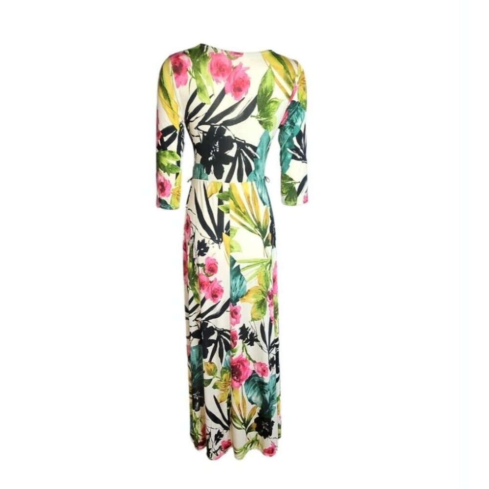 Pinkblush‎ Dress Womens Size S Small Pink Green Floral Pullover Long 3/4 Sleeve - Picture 3 of 5